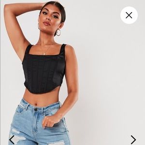 Missguided Black silky corset crop top